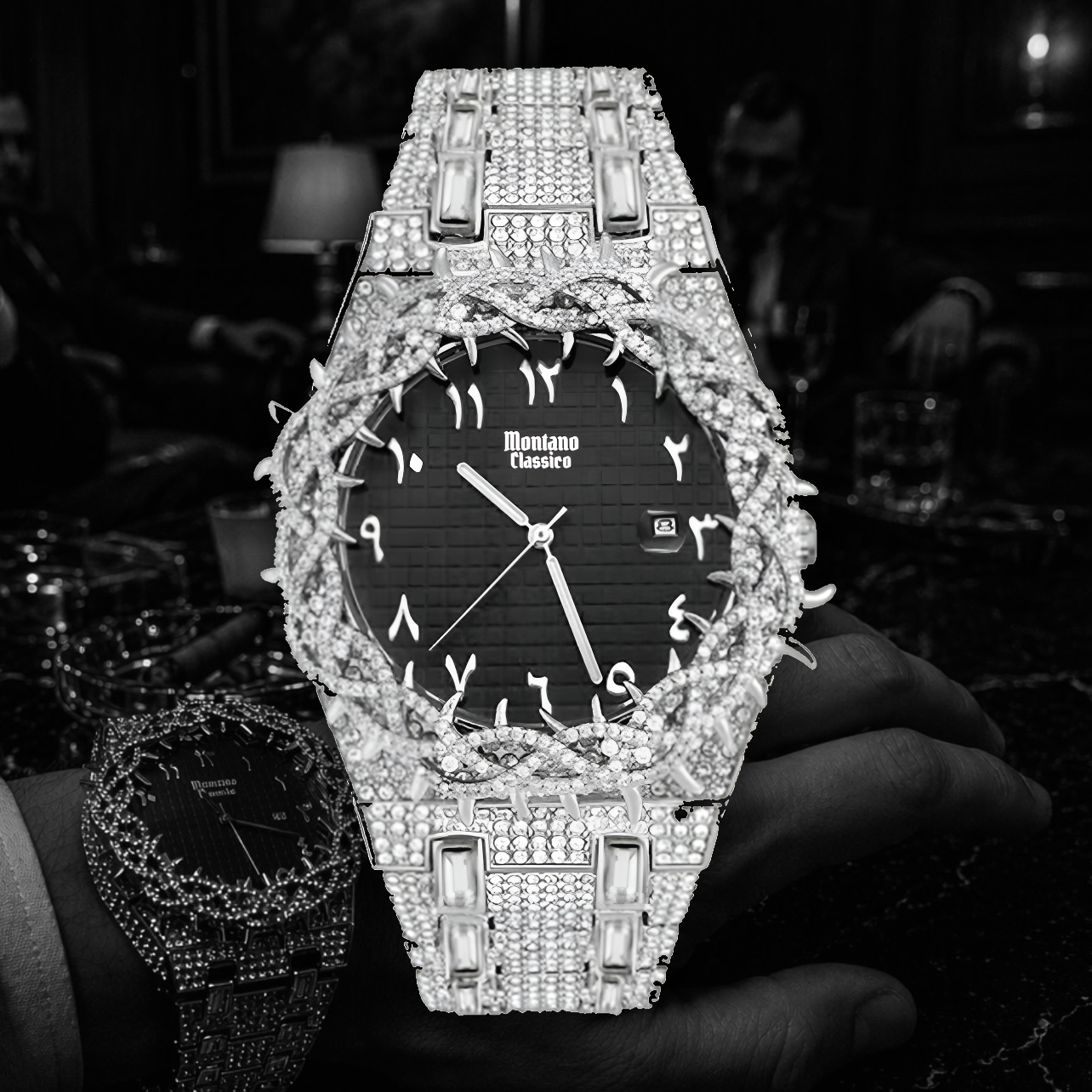 Montano Classico Iced Out CZ Thorn Watch - La Notte Series