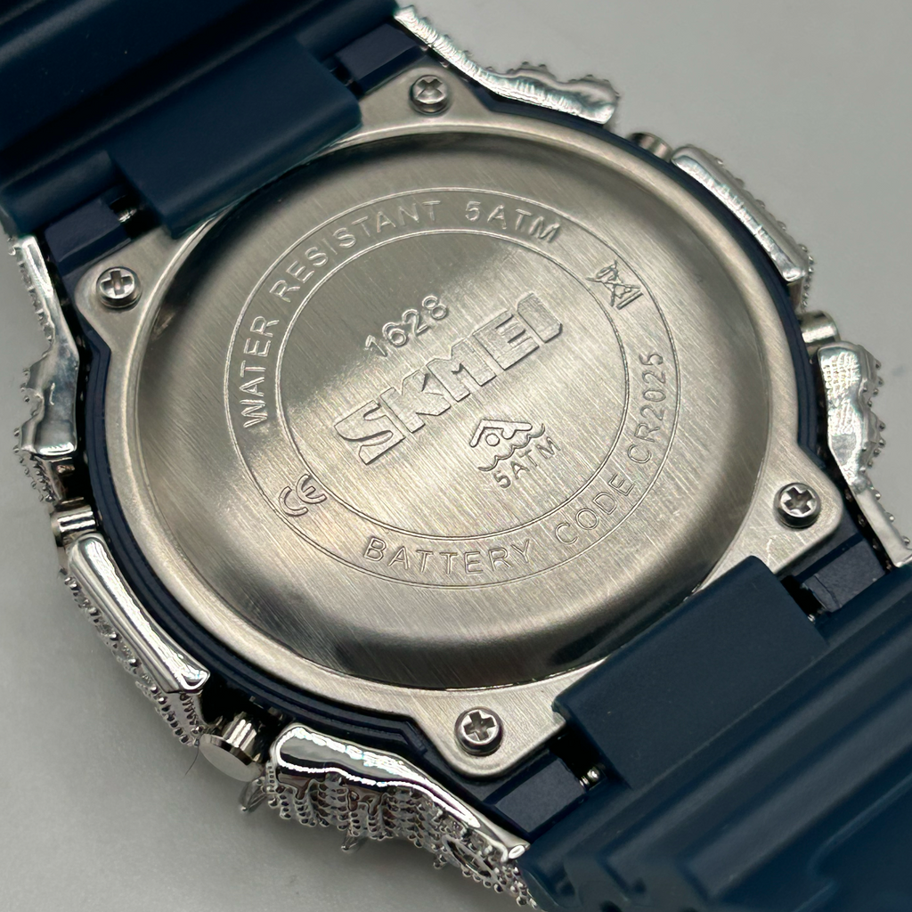 Flawless Moissanite VVS Iced Out Custom Watch - SKMEI Navy Blue