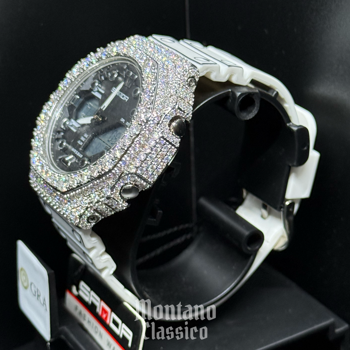 Flawless Moissanite VVS Iced Out Custom Watch - SANDA Black/White