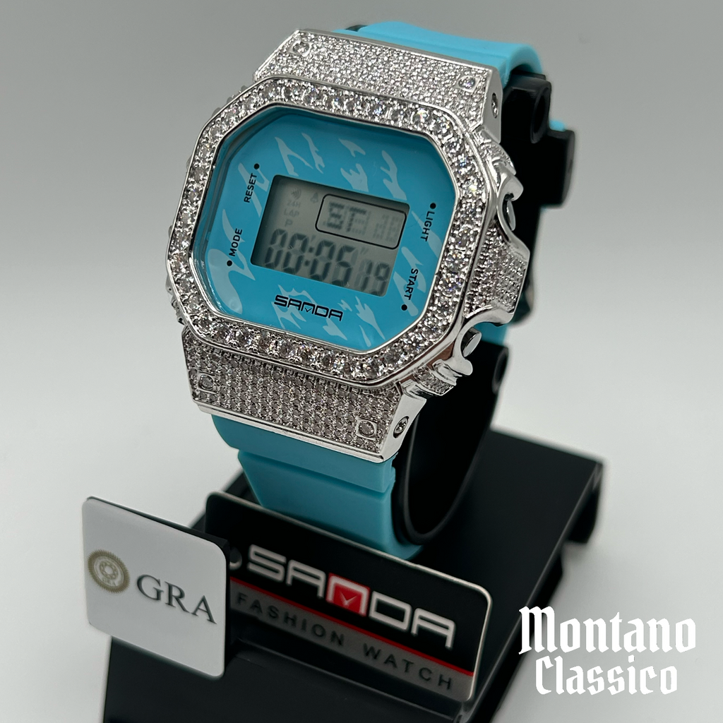 Flawless Moissanite VVS Iced Out Women’s Custom Watch - SANDA Sky Blue