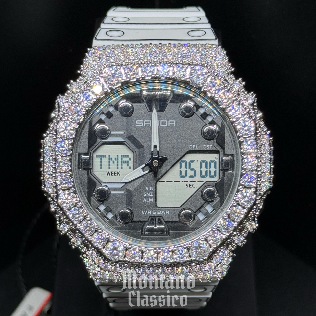 Flawless Moissanite VVS Iced Out Custom Watch - SANDA Black/White