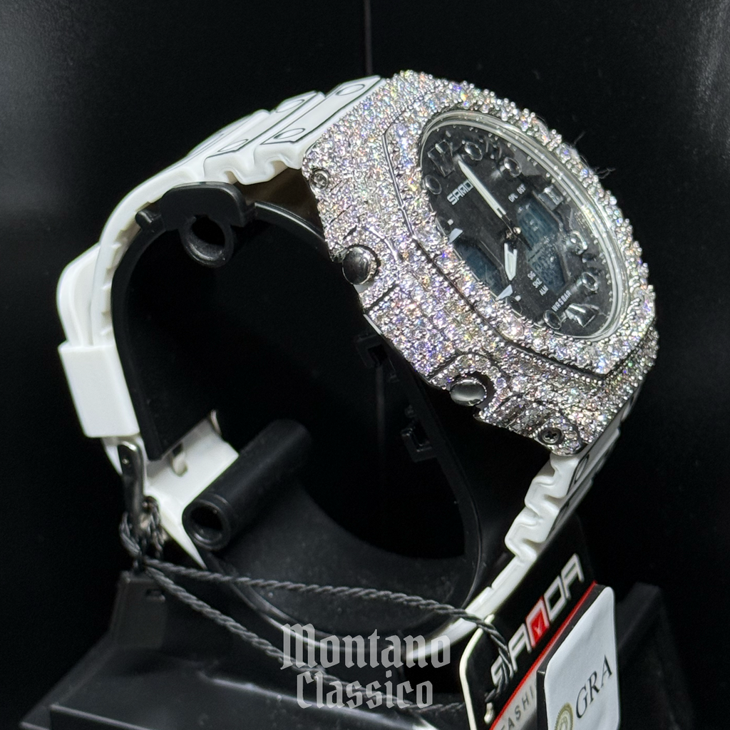 Flawless Moissanite VVS Iced Out Custom Watch - SANDA Black/White