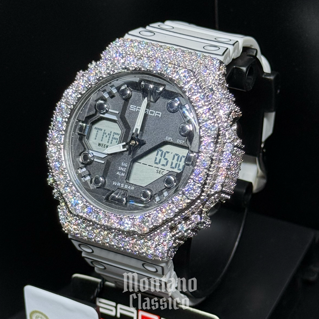 Flawless Moissanite VVS Iced Out Custom Watch - SANDA Black/White